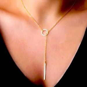 Ring Tassel Chain Necklace Women Color Gold